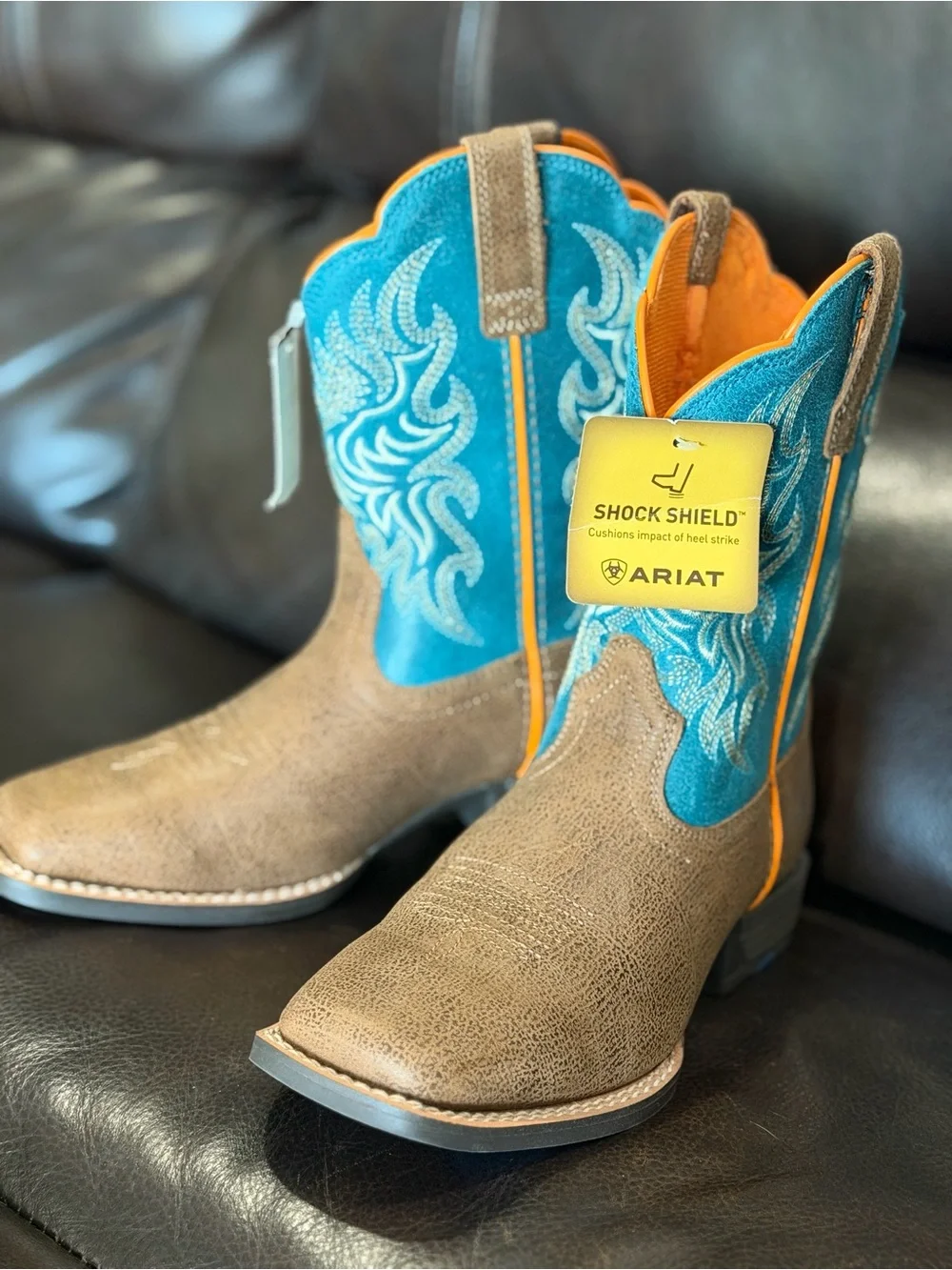 Ariat Kids Brown, Turquoise & Orange Western Boots